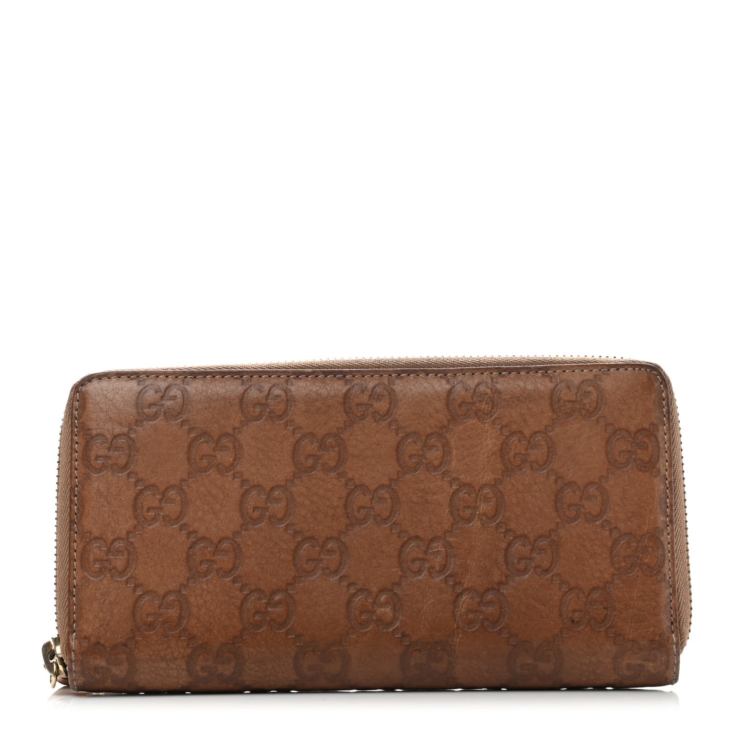 Gucci Guccissima Bamboo Tassel Zip Around Wallet Natural Brown 1 of 12