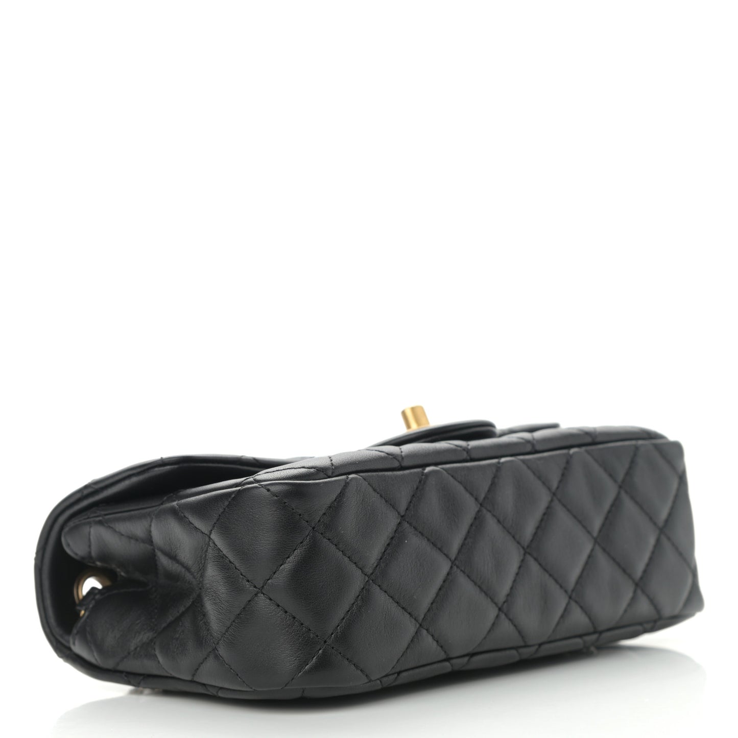 Lambskin Quilted Mini Rectangular Pearl Crush Flap Black