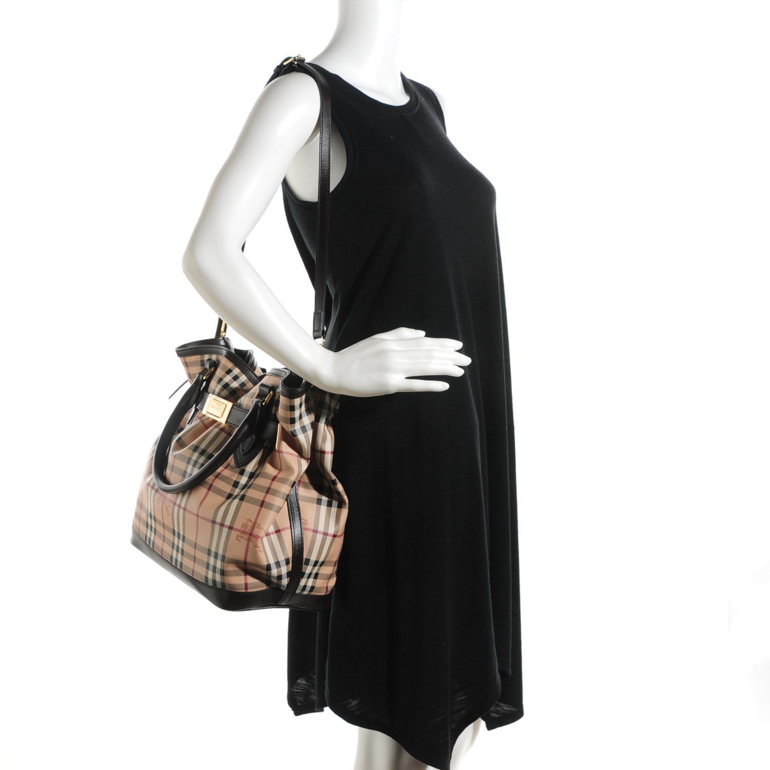 Burberry Haymarket Check Medium Golderton Tote Chocolate 2 of 10