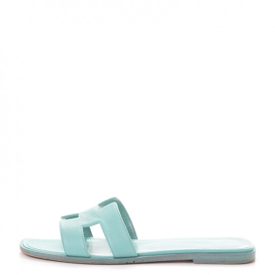 Hermes Epsom Oran Sandals 38.5 Bleu Ciel 1 of 12
