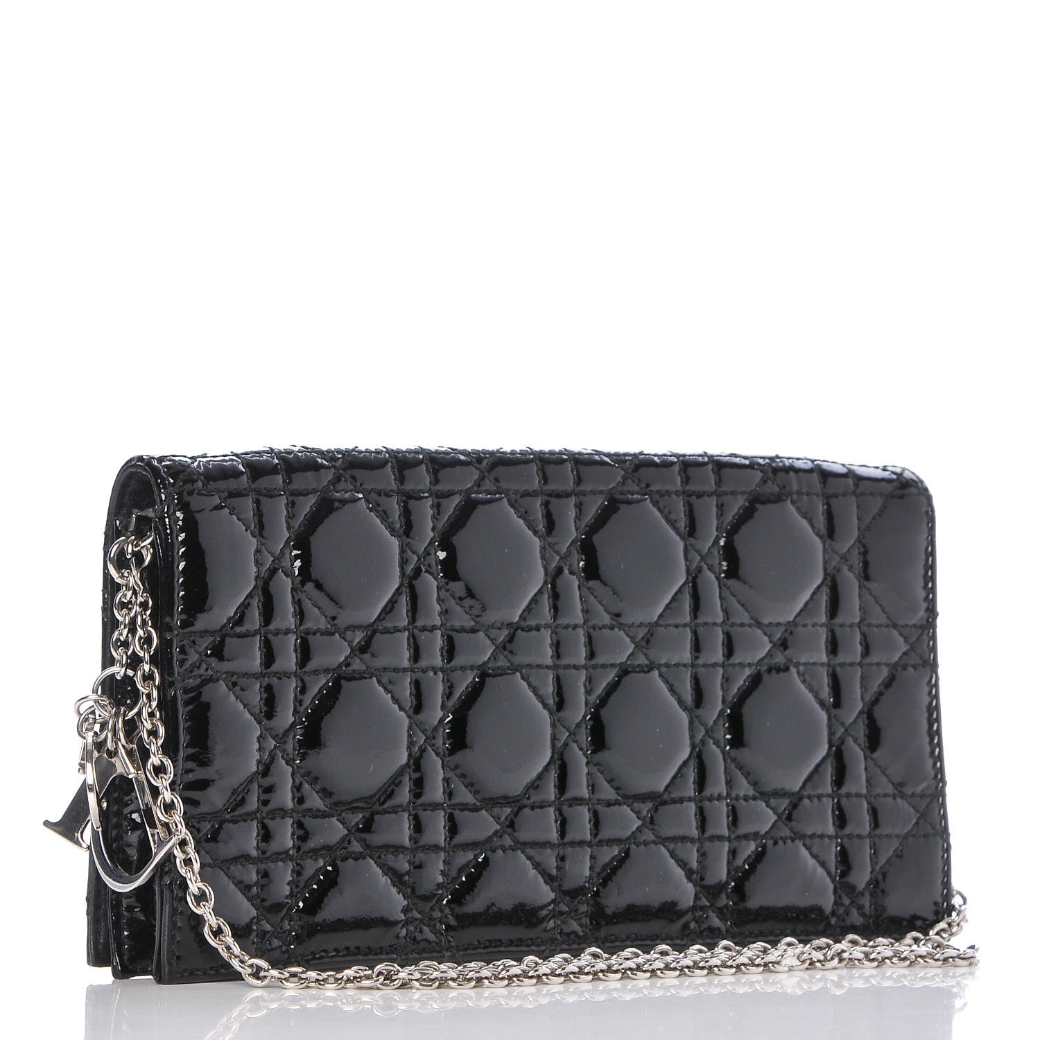 Christian Dior Patent Cannage Lady Dior Convertible Clutch Black 4 of 9