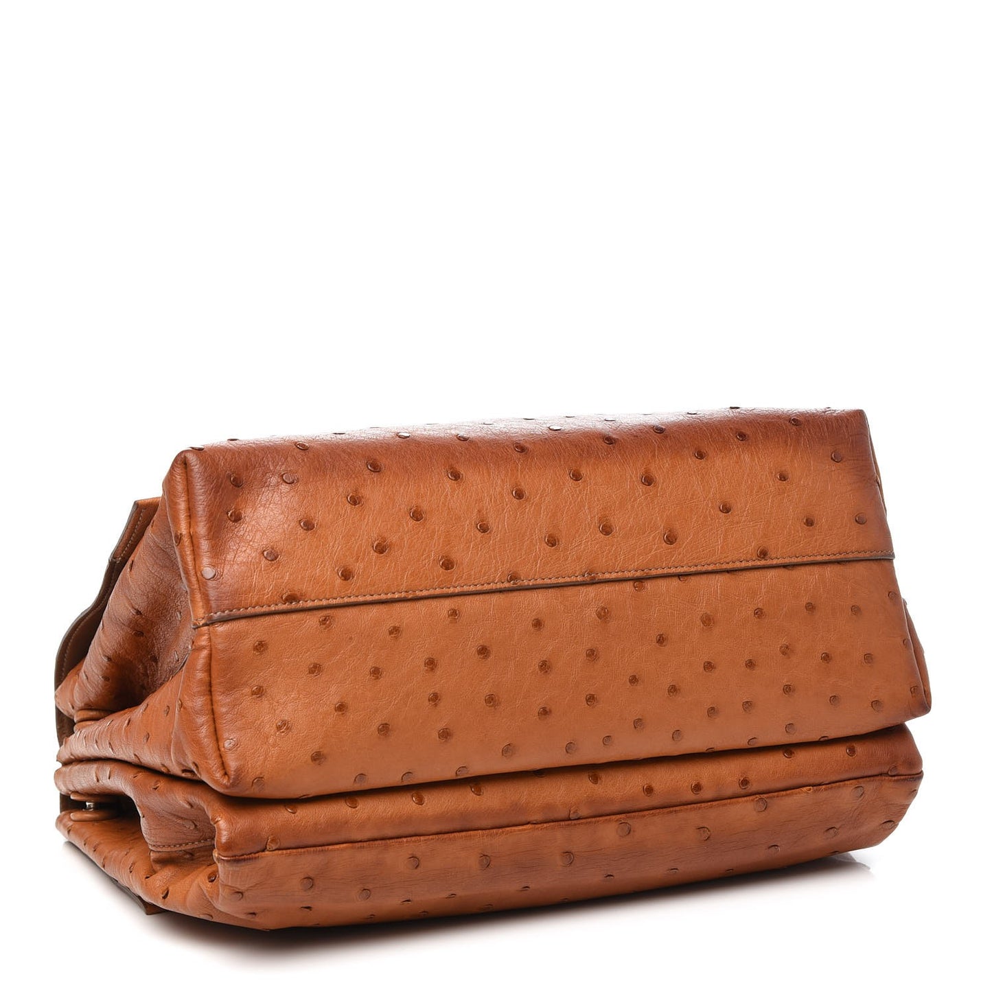 Ostrich Convertible Top Handle Tote Cognac