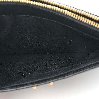 Saint Laurent Grain De Poudre Chevron Monogram Large Bill Pouch Black 5 of 12
