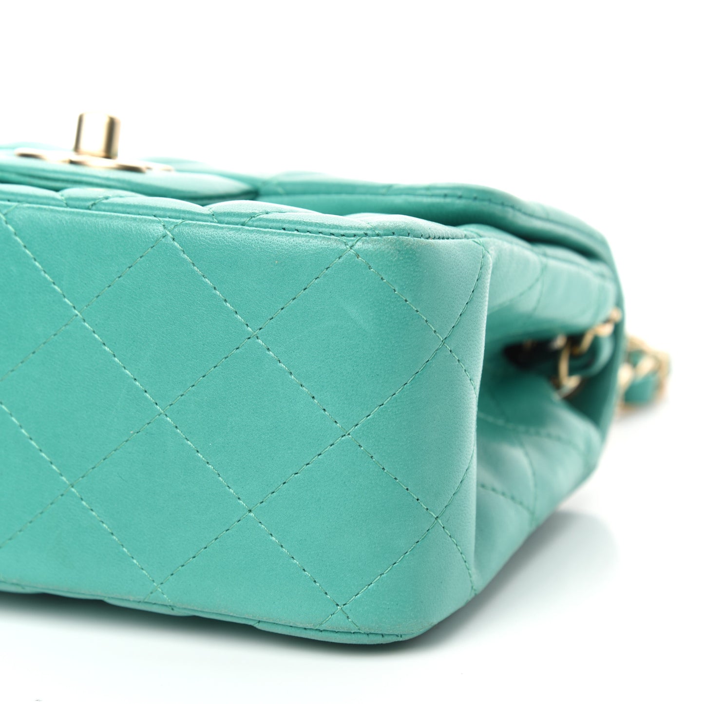 Lambskin Quilted Mini Square Flap Green