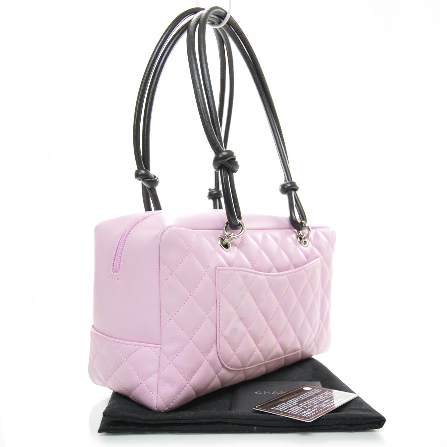 Chanel Calfskin Quilted Large Cambon Bowler Pink Black 2 of 10