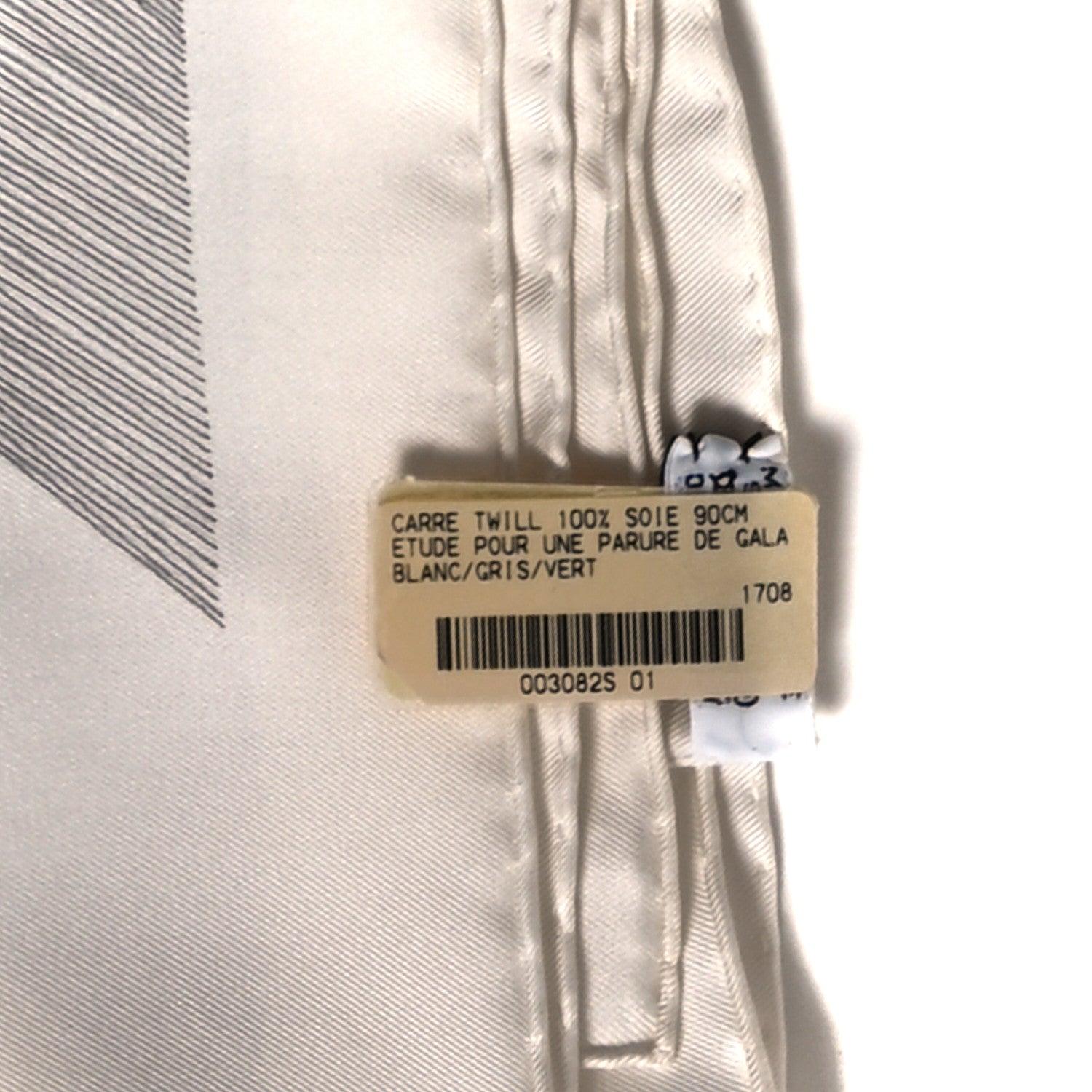 Hermes Silk Etude Pour Une Parure De Gala Scarf 90 White Gris Vert 3 of 3