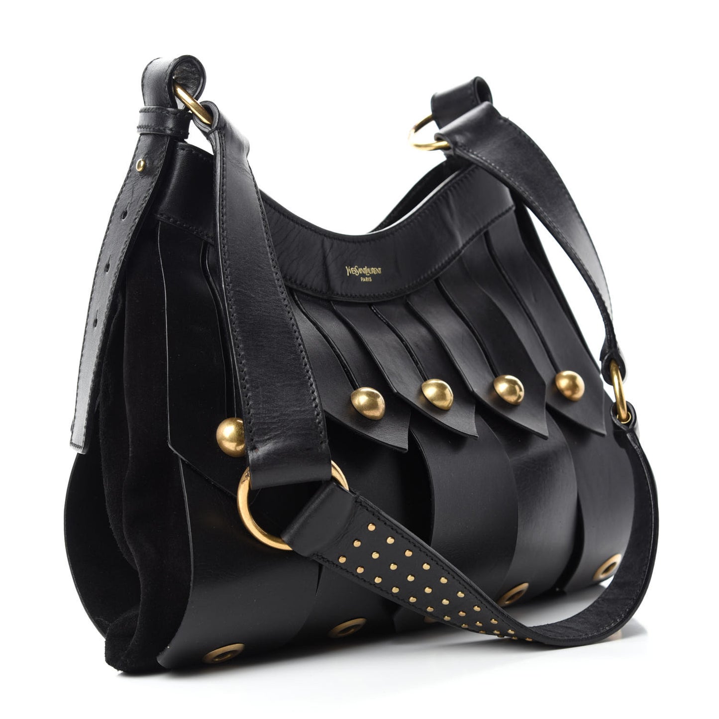Calfskin Studded Crossbody Bag Black