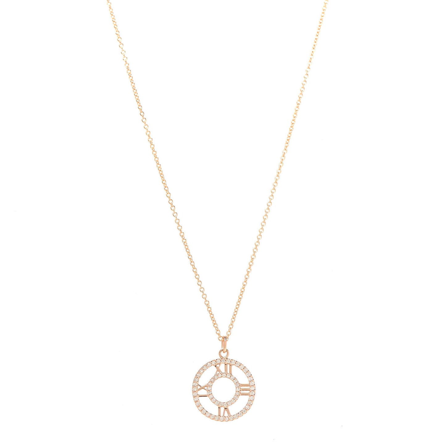 18K Rose Gold Diamond Small Atlas Open Pave Pendant Necklace