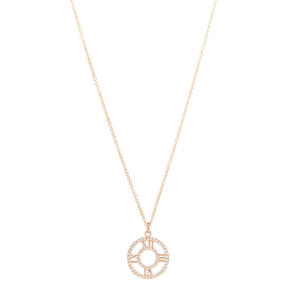 Tiffany 18K Rose Gold Diamond Small Atlas Open Pave Pendant Necklace 1 of 8