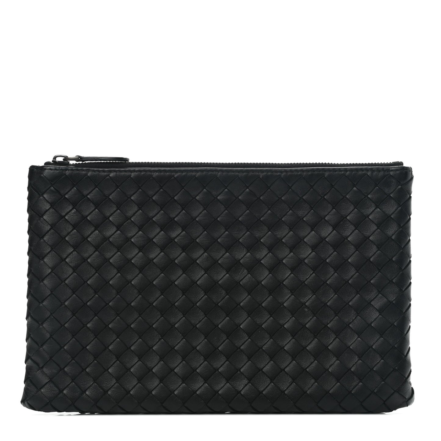 Nappa Intrecciato Zip Pouch Black