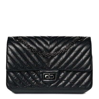 Chanel Aged Calfskin Chevron Quilted 2.55 Reissue 225 Flap So Black 1 of 11