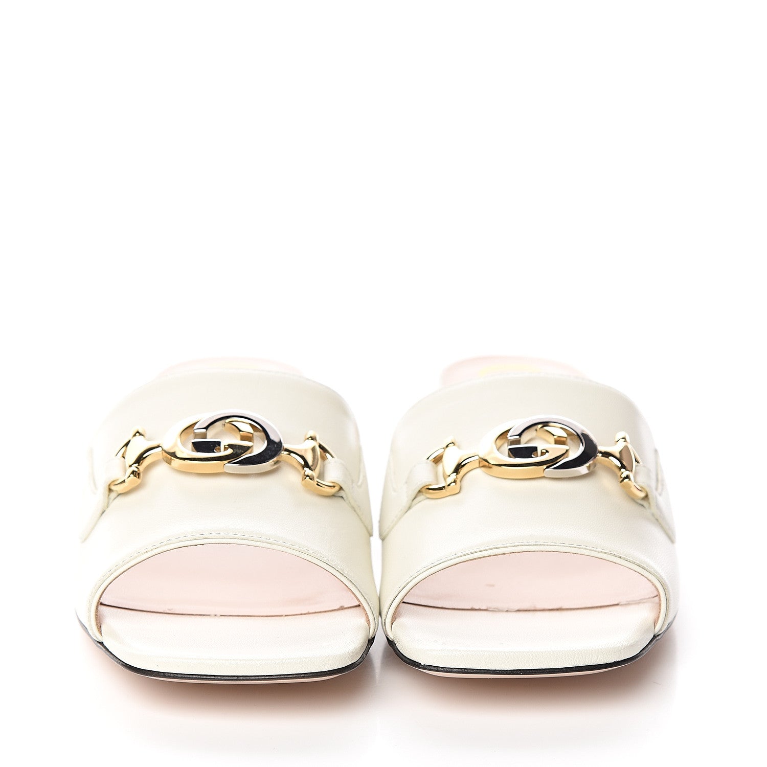 Gucci Malaga Kid Zumi Mid Heel Slide Sandals 36 Dusty White 2 of 9