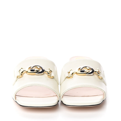 Gucci Malaga Kid Zumi Mid Heel Slide Sandals 36 Dusty White 2 of 9