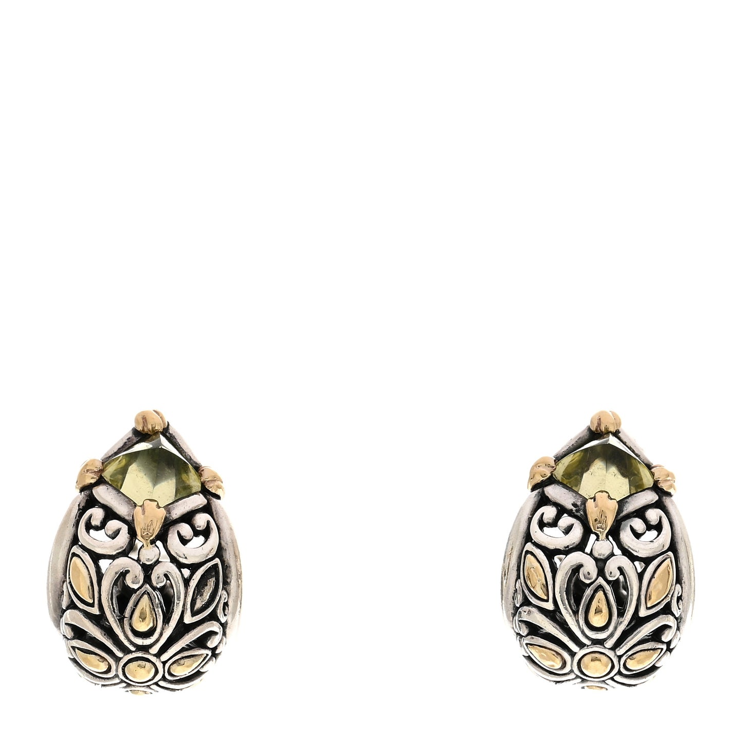 Sterling Silver 14K Yellow Gold Citrine Buddha Belly Earrings