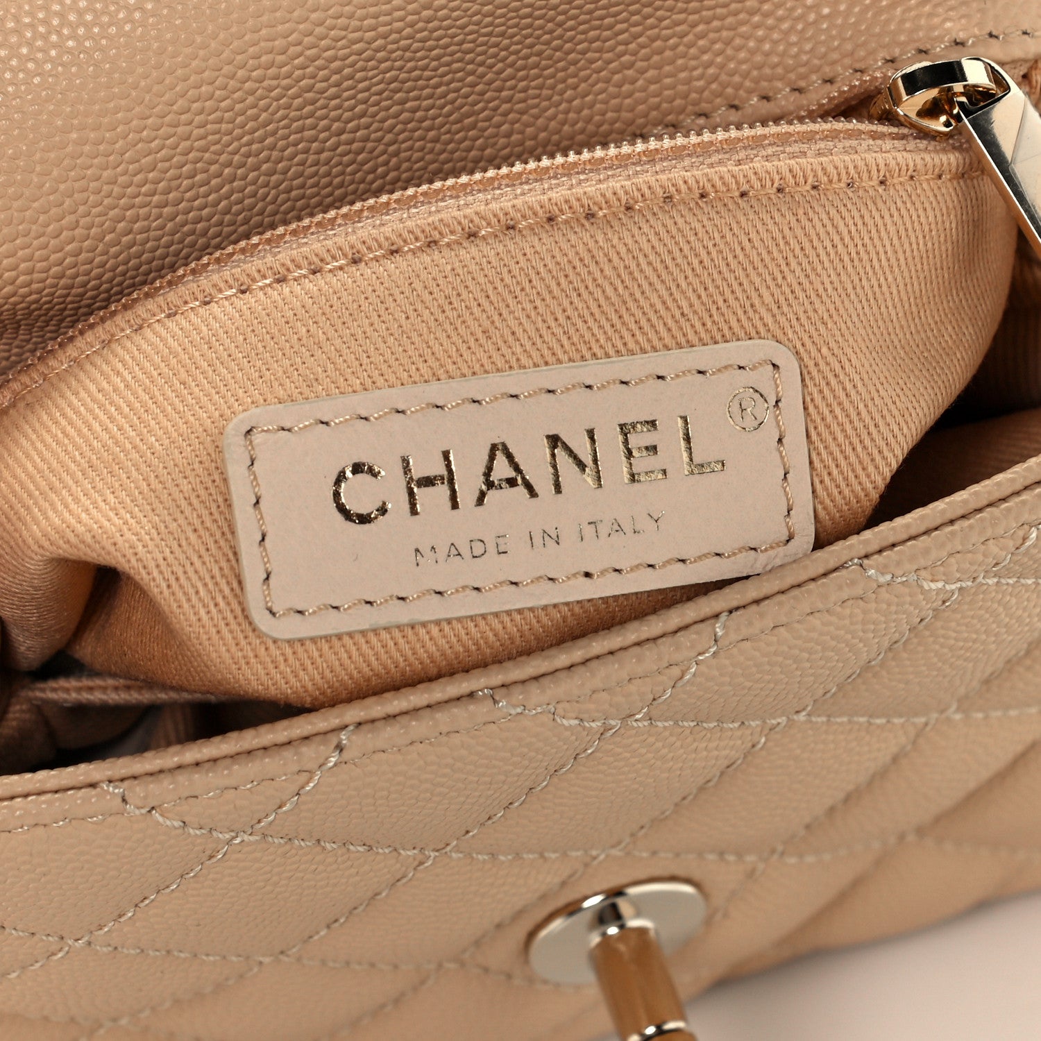 Chanel Caviar Lizard Embossed Quilted Extra Mini Coco Handle Flap Beige 7 of 11
