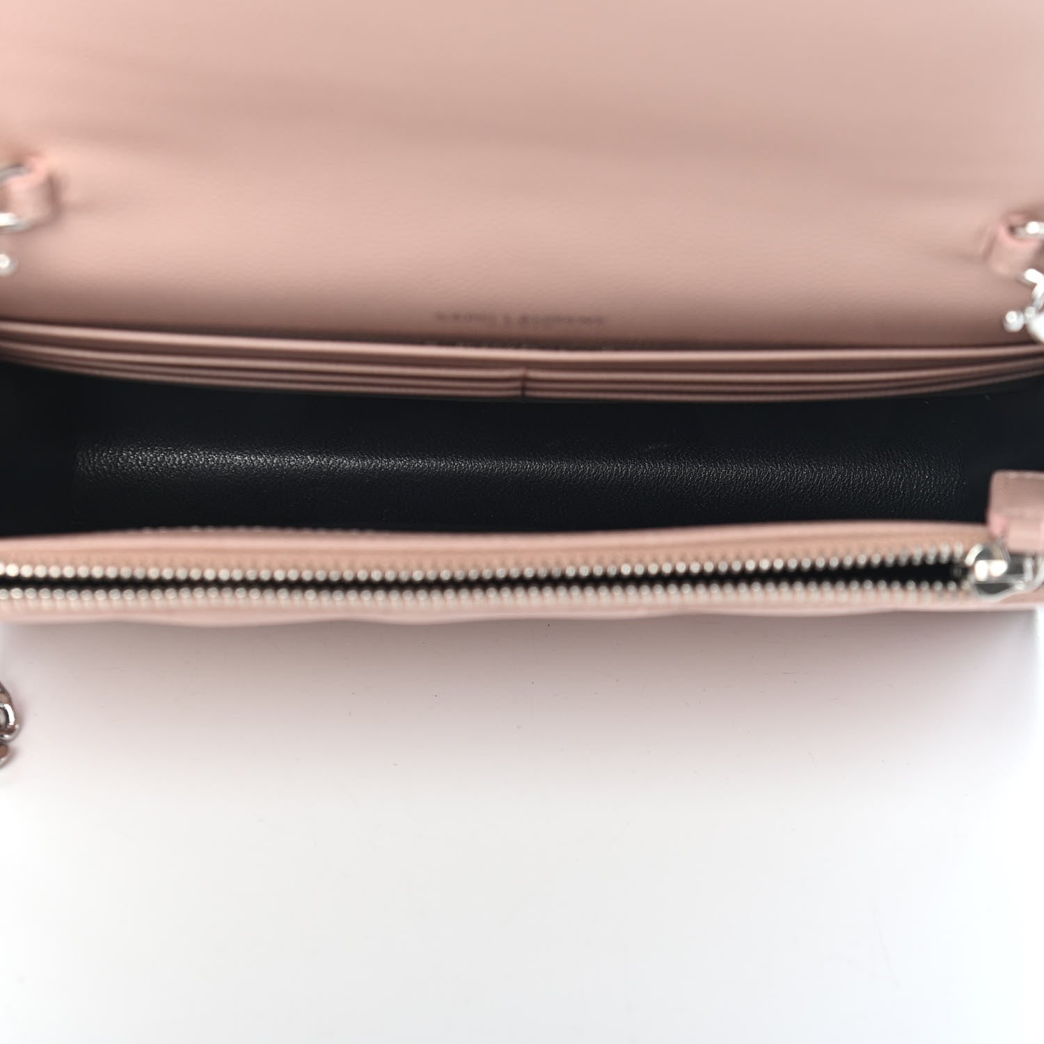 Saint Laurent Grain De Poudre Matelasse Chevron Monogram Envelope Chain Wallet Pale Pink 4 of 7