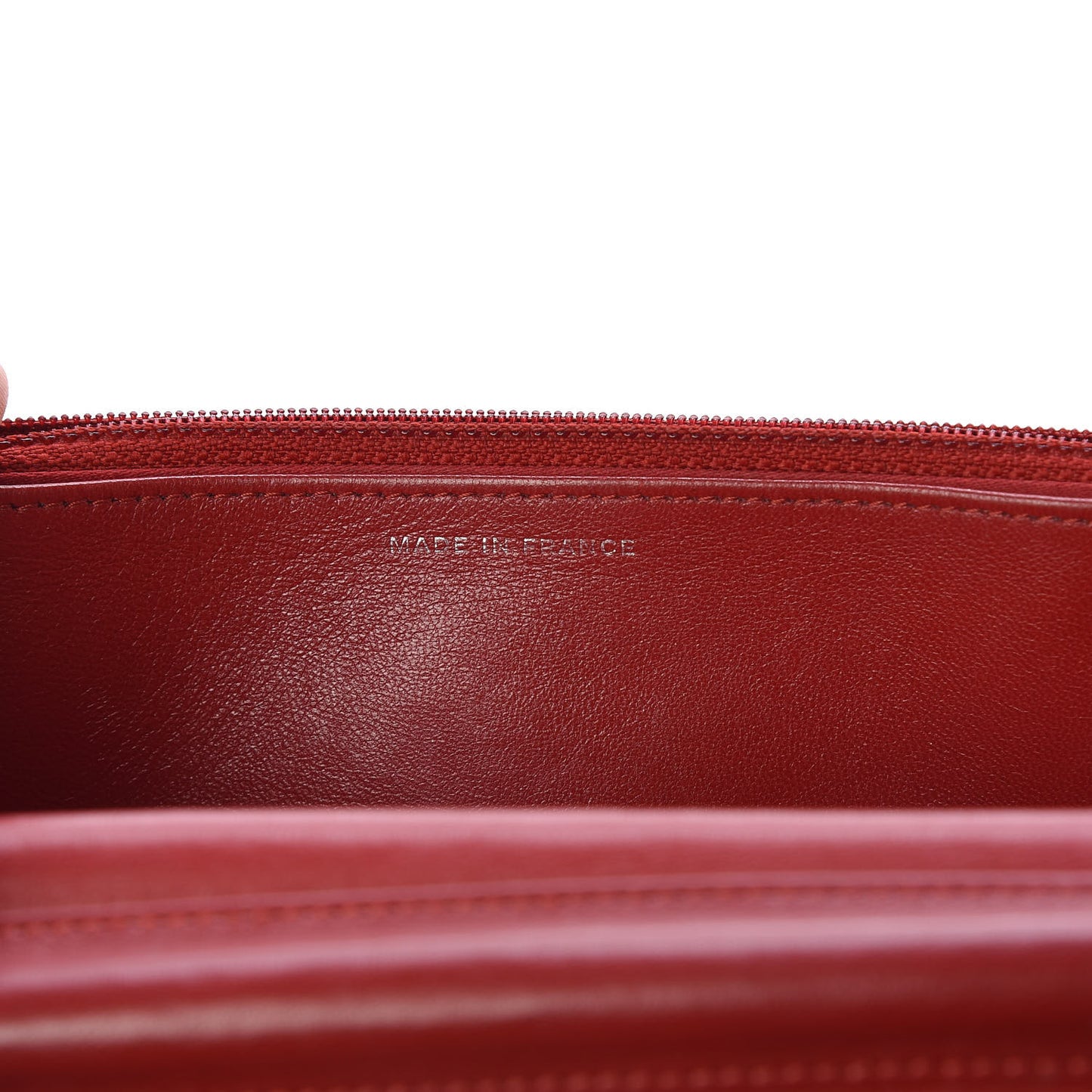 Lambskin Camellia Embossed Wallet On Chain WOC Dark Red