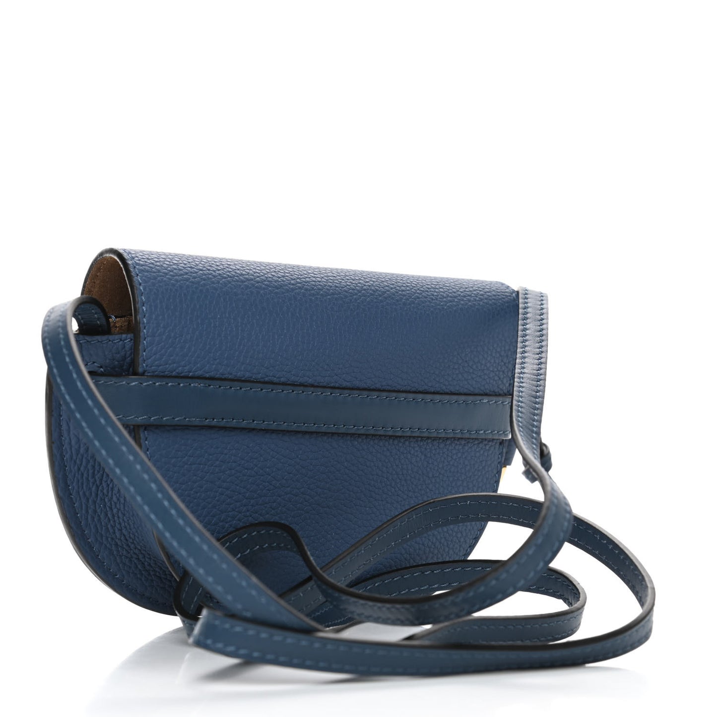 Grained Calfskin Mini Gate Crossbody Bag Steel Blue