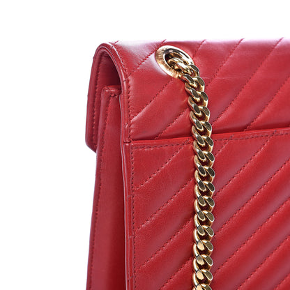 Saint Laurent Lambskin Matelasse Chevron Large Monogram Satchel Red 11 of 20