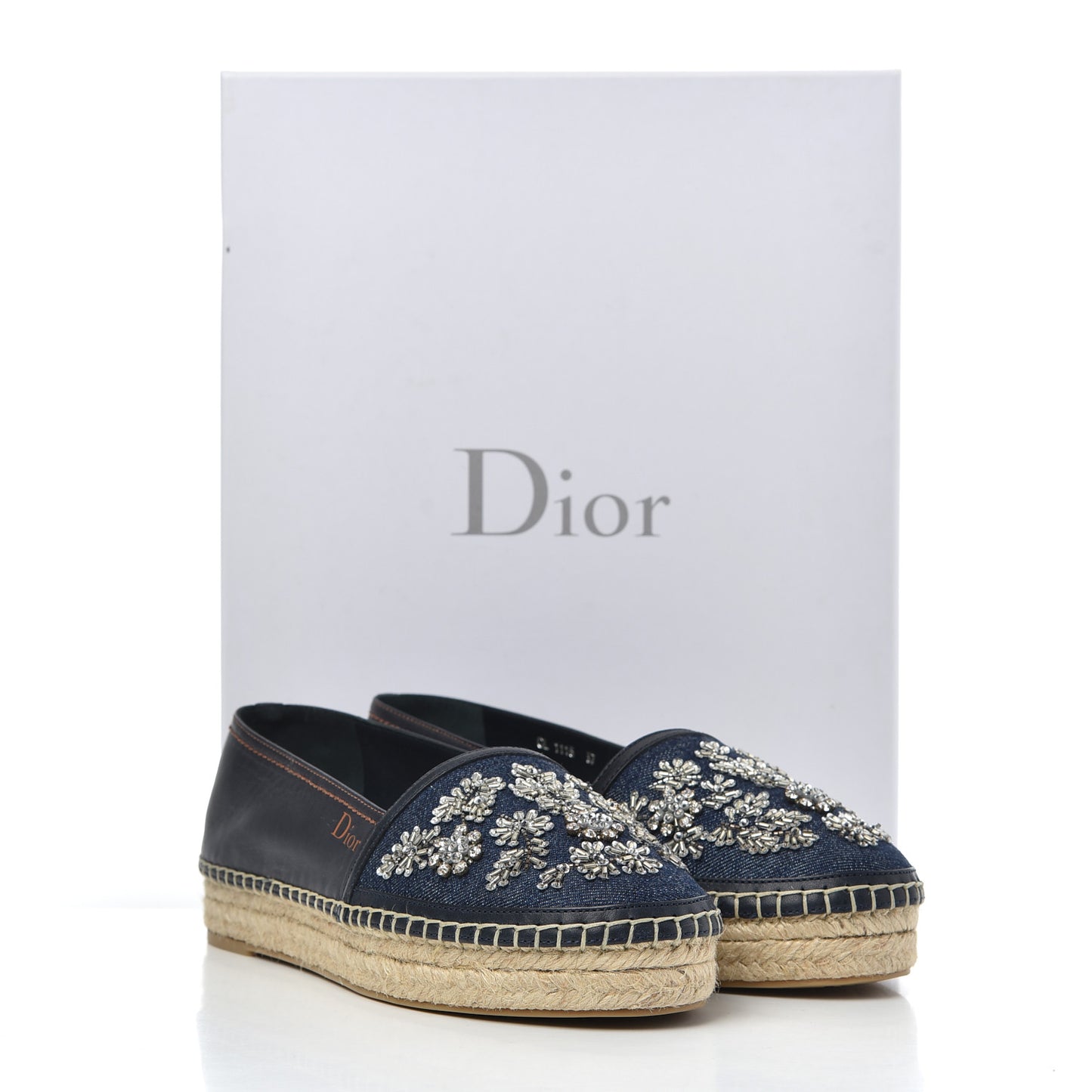 Denim Embroidered Riviera Espadrilles 37 Bleu Jean