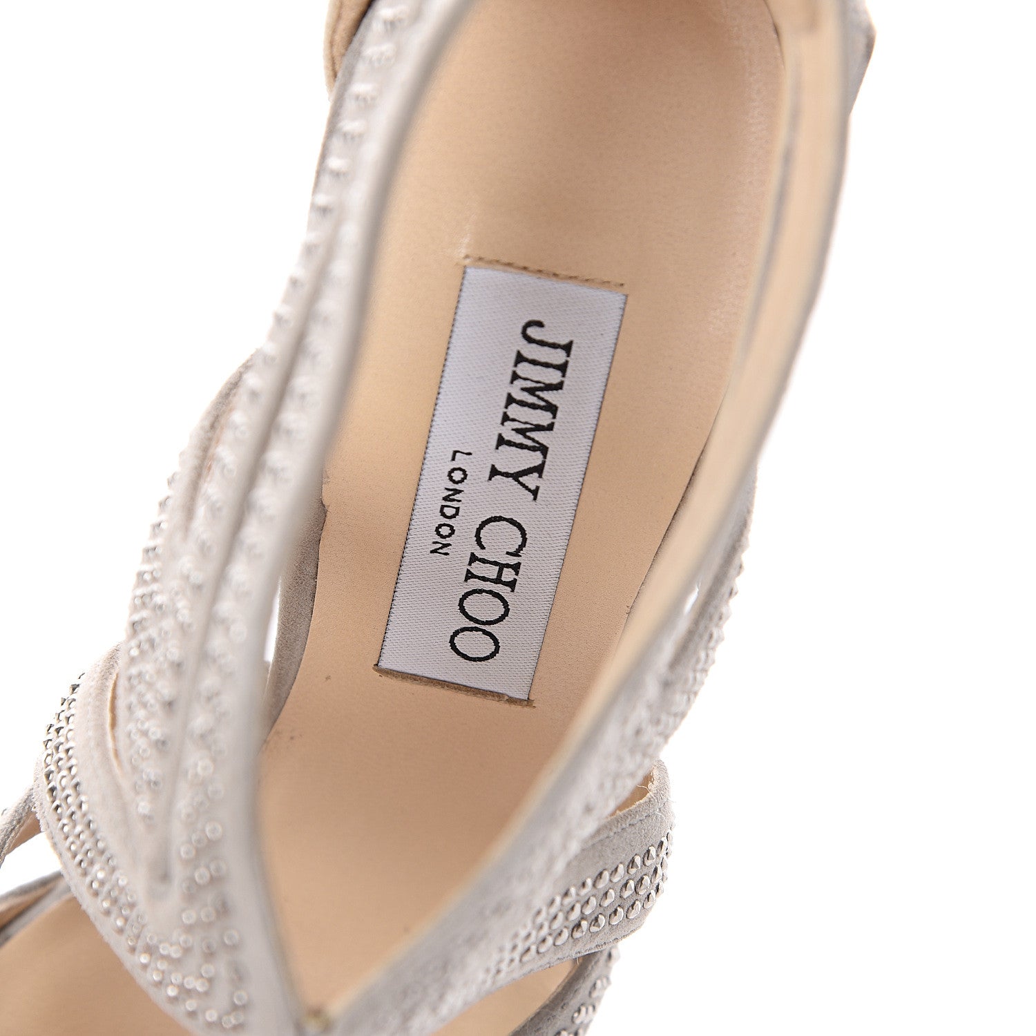 Jimmy Choo Suede Studded Collar Sandals 36.5 Silver 6 of 7