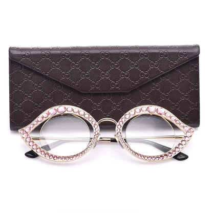 Gucci Metal Crystal Cat Eye Sunglasses GG0046/S Light Pink 10 of 10
