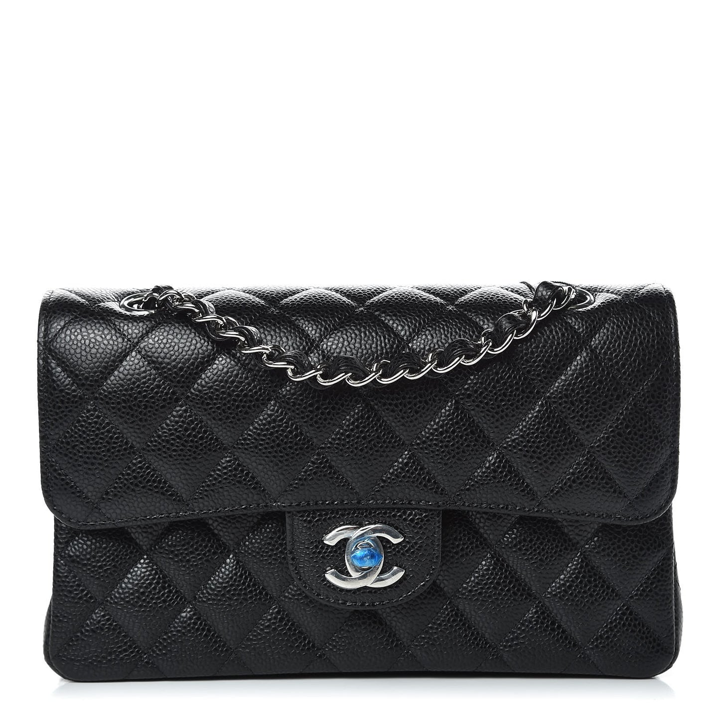Caviar Quilted Small Double Flap Black