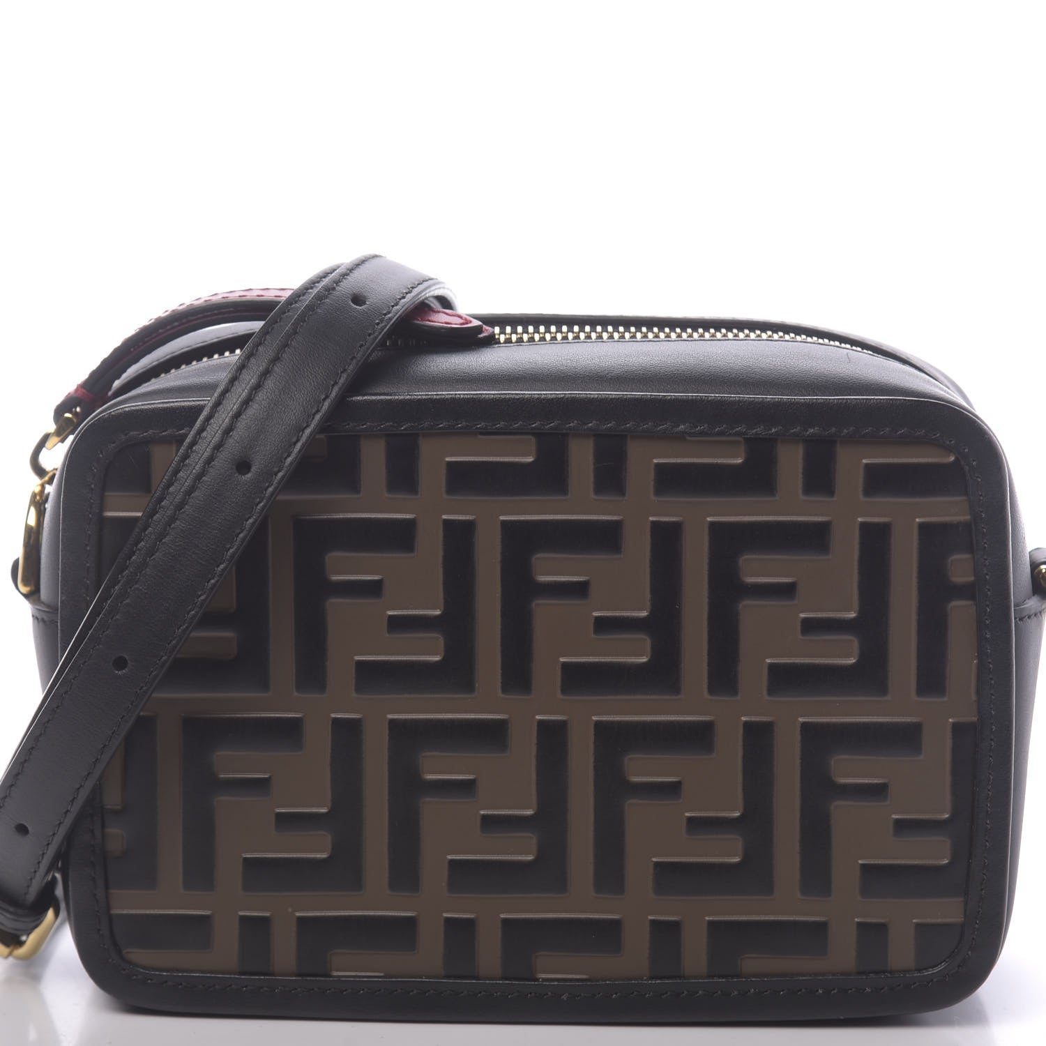 Fendi Vitello Century Bi-Color FF 1974 Embossed Mini Camera Case Maya Black 10 of 10
