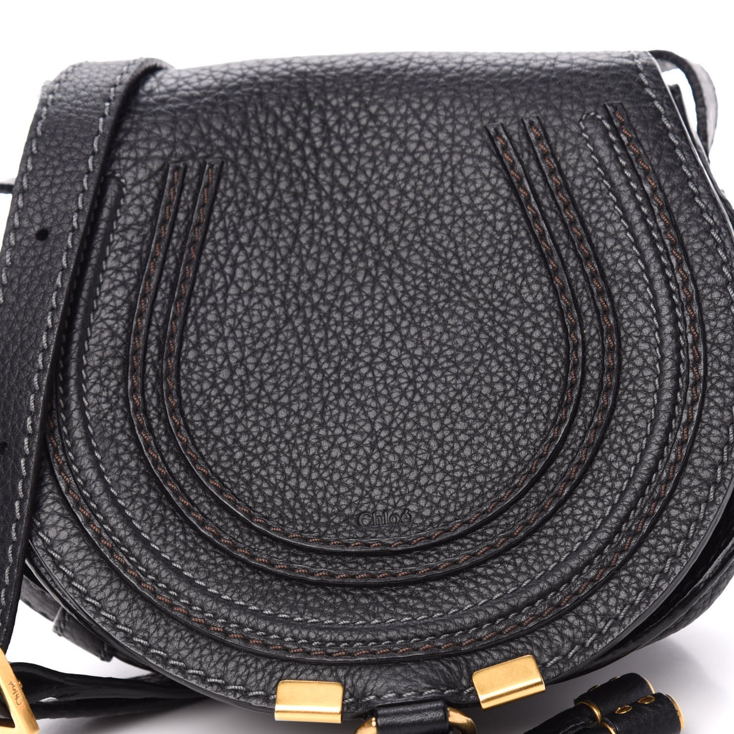 Calfskin Mini Marcie Round Crossbody Bag Black