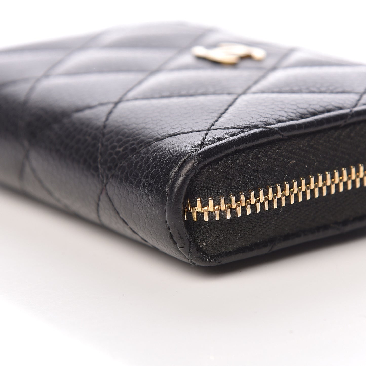 Caviar Quilted Zip Coin Purse Black