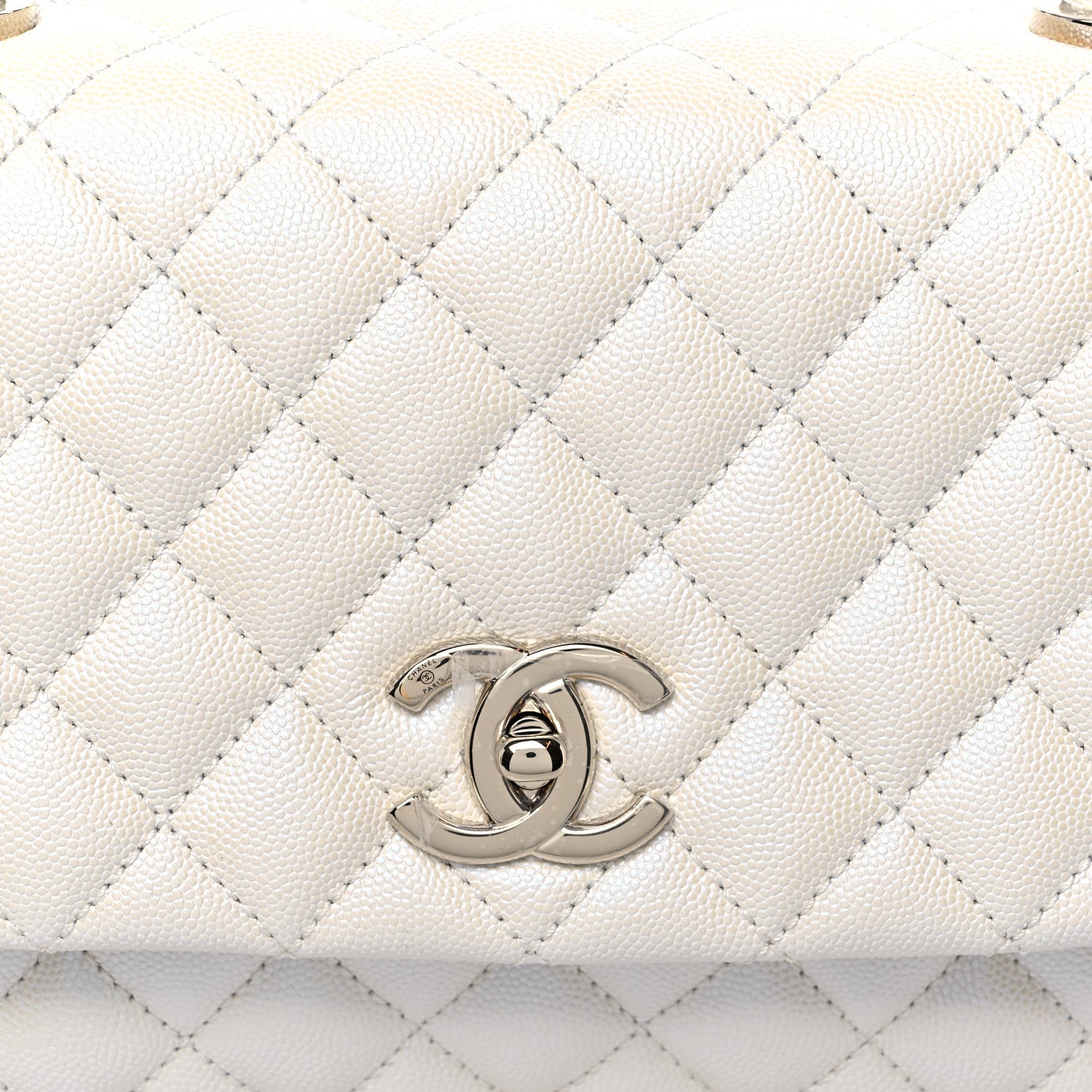 Chanel Iridescent Caviar Quilted Small Coco Handle Flap White 10 of 10
