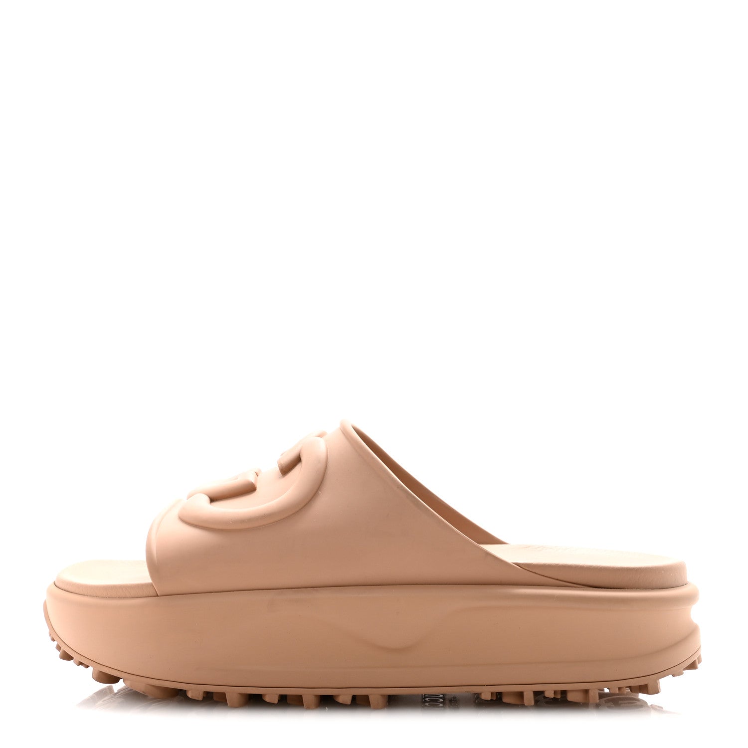Gucci Soft Rubber Mens Interlocking G Platform 42mm Slide Sandals 9 Vintage Camel 1 of 8