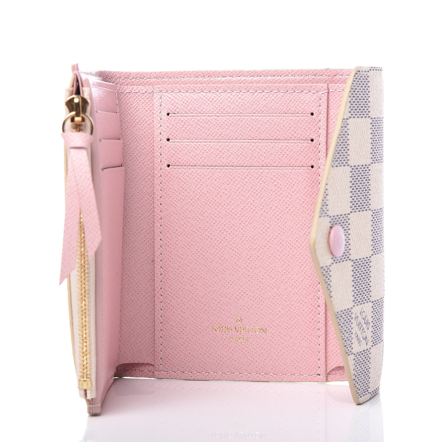 Louis Vuitton Damier Azur Victorine Wallet Rose Ballerine 5 of 7