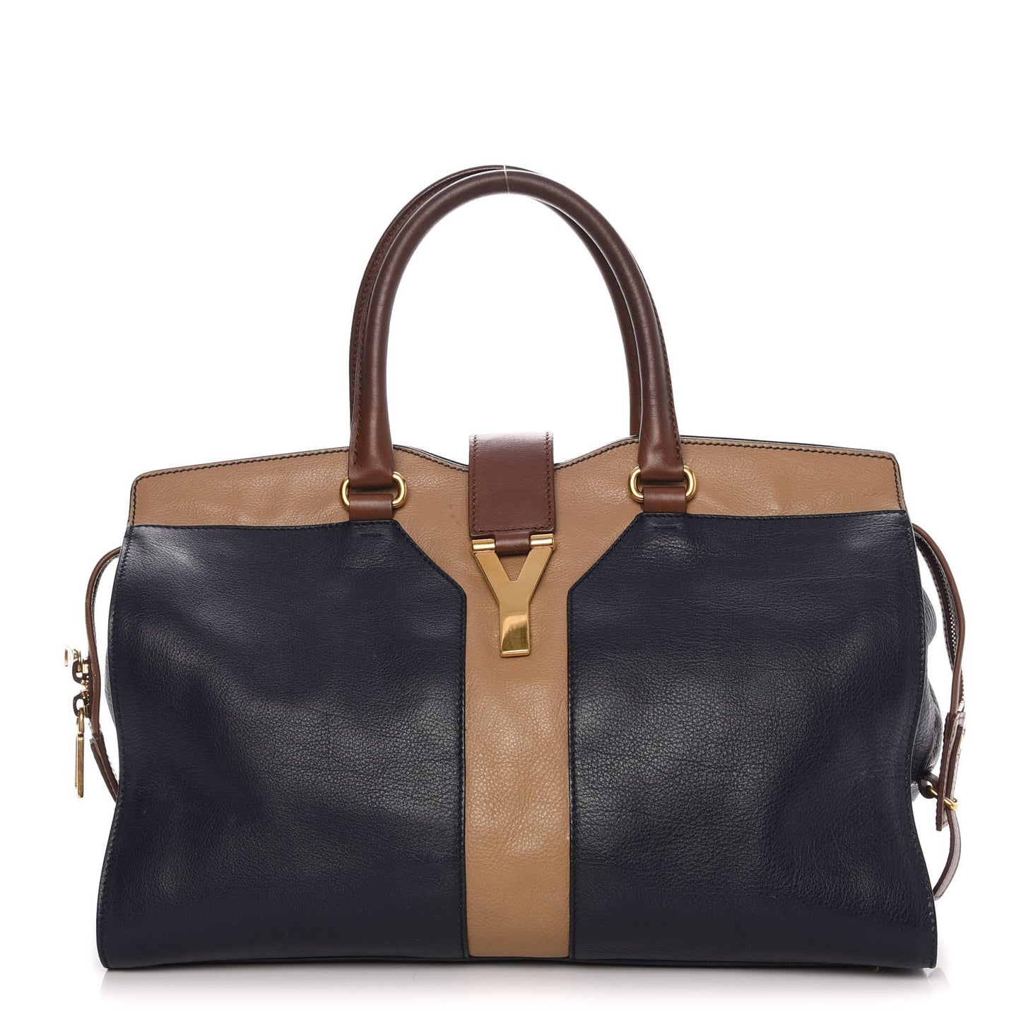 Calfskin Medium Tri-color Cabas Chyc Navy Mushroom