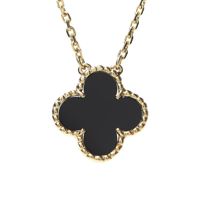 Van Cleef & Arpels 18K Yellow Gold Black Onyx Vintage Alhambra Pendant Necklace 8 of 11