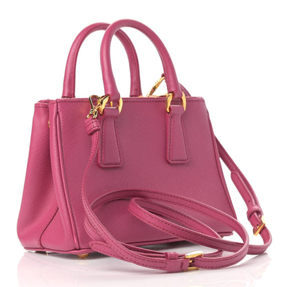 Prada Saffiano Lux Micro Galleria Double Zip Tote Fuxia 3 of 17