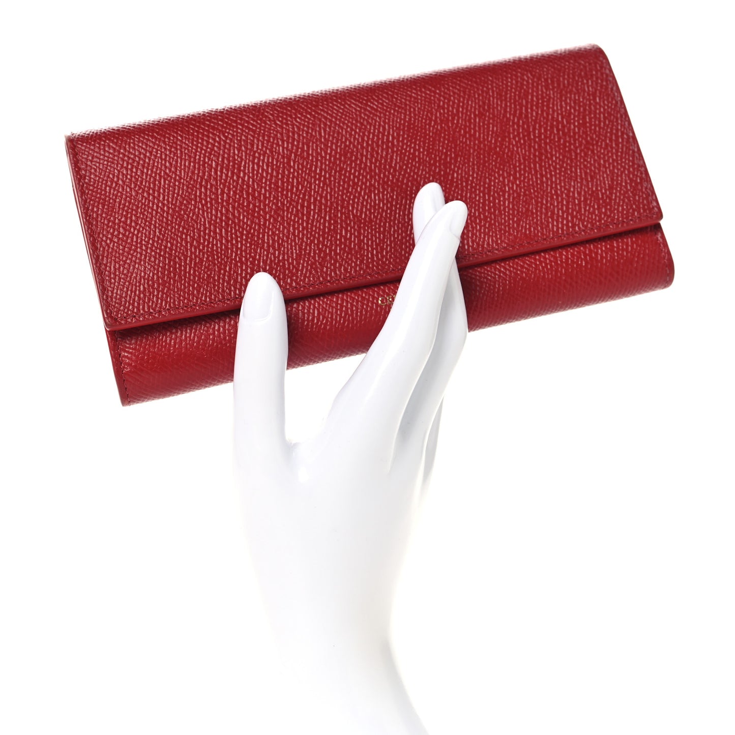 Grained Calfskin Large Flap Wallet Red