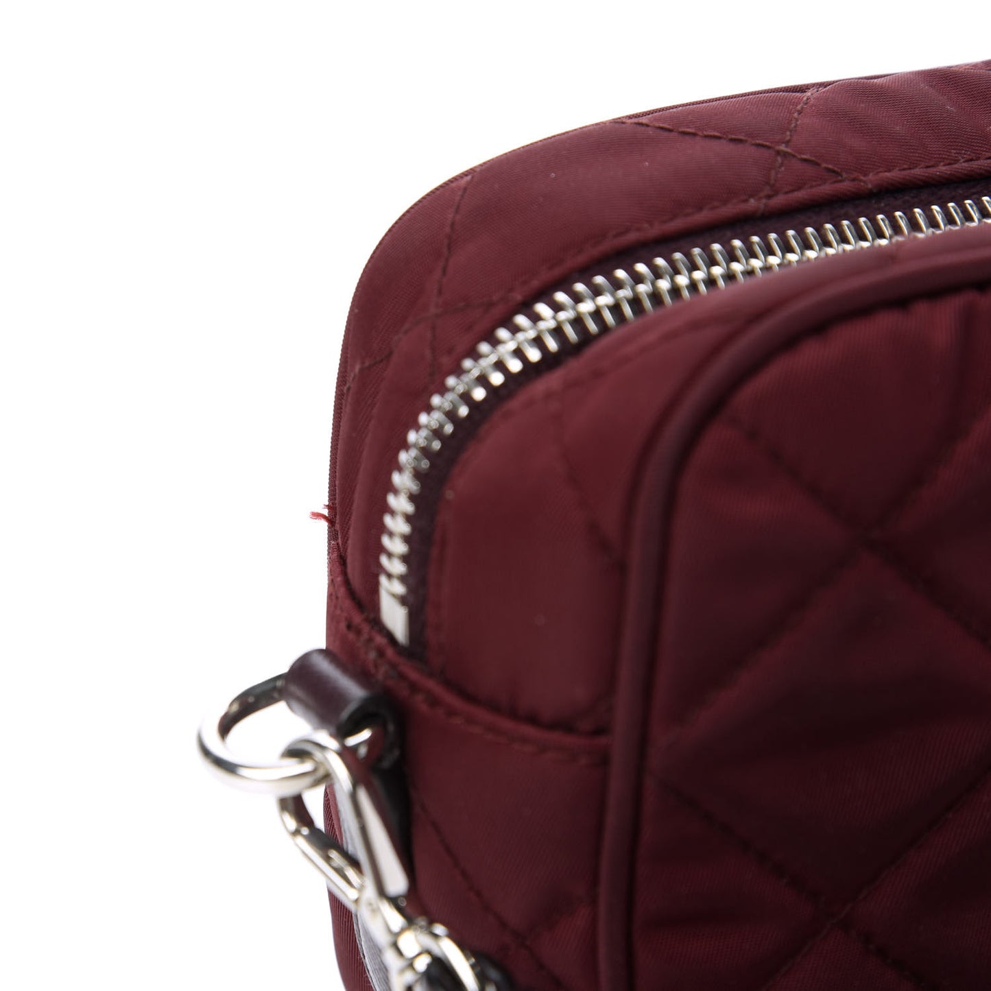 Nylon Tessuto Impuntu Quilted Crossbody Bag Granato