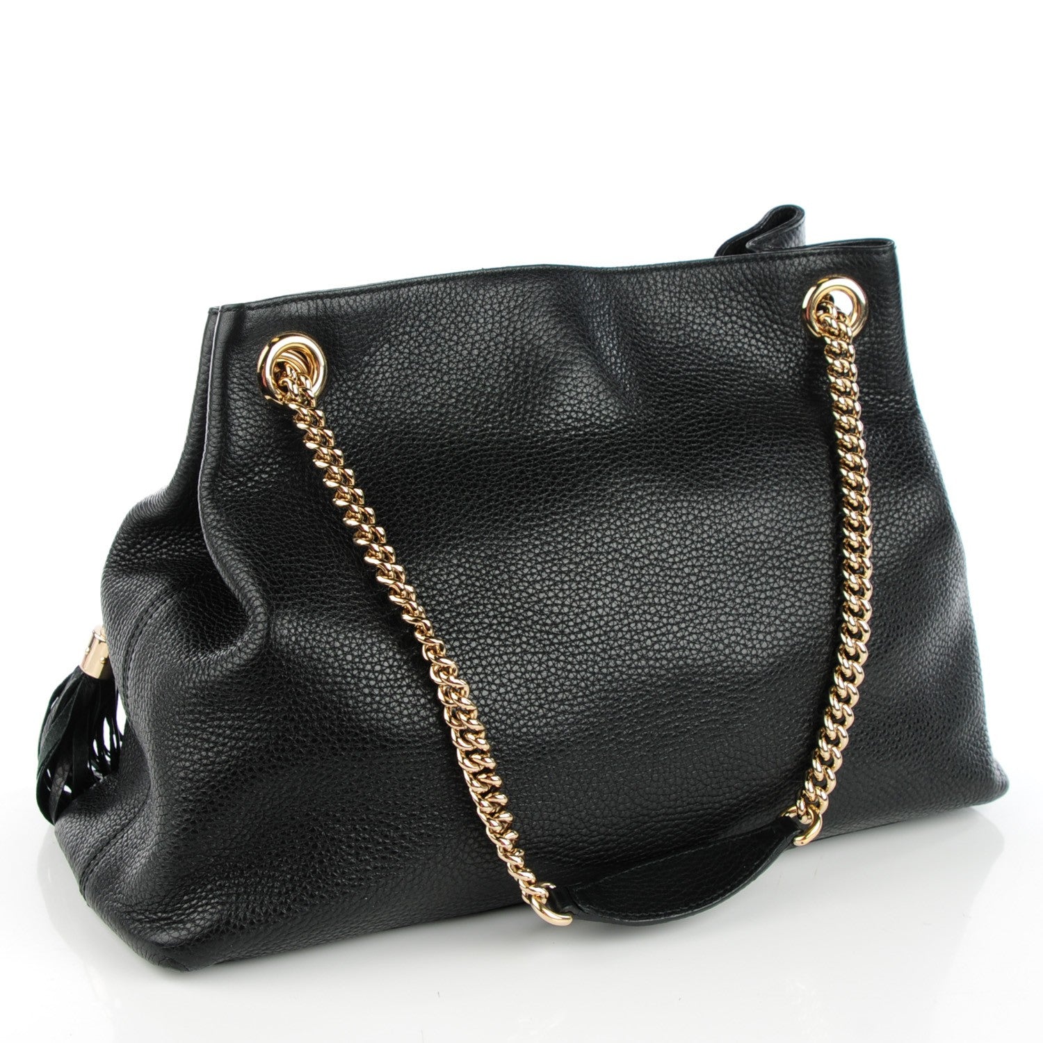 Gucci Pebbled Calfskin Medium Soho Chain Shoulder Bag Black 3 of 7