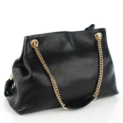 Gucci Pebbled Calfskin Medium Soho Chain Shoulder Bag Black 3 of 7