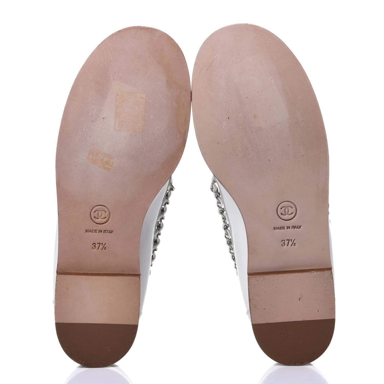 Chanel Calfskin Chain Mocassin Loafers 37.5 White 7 of 11