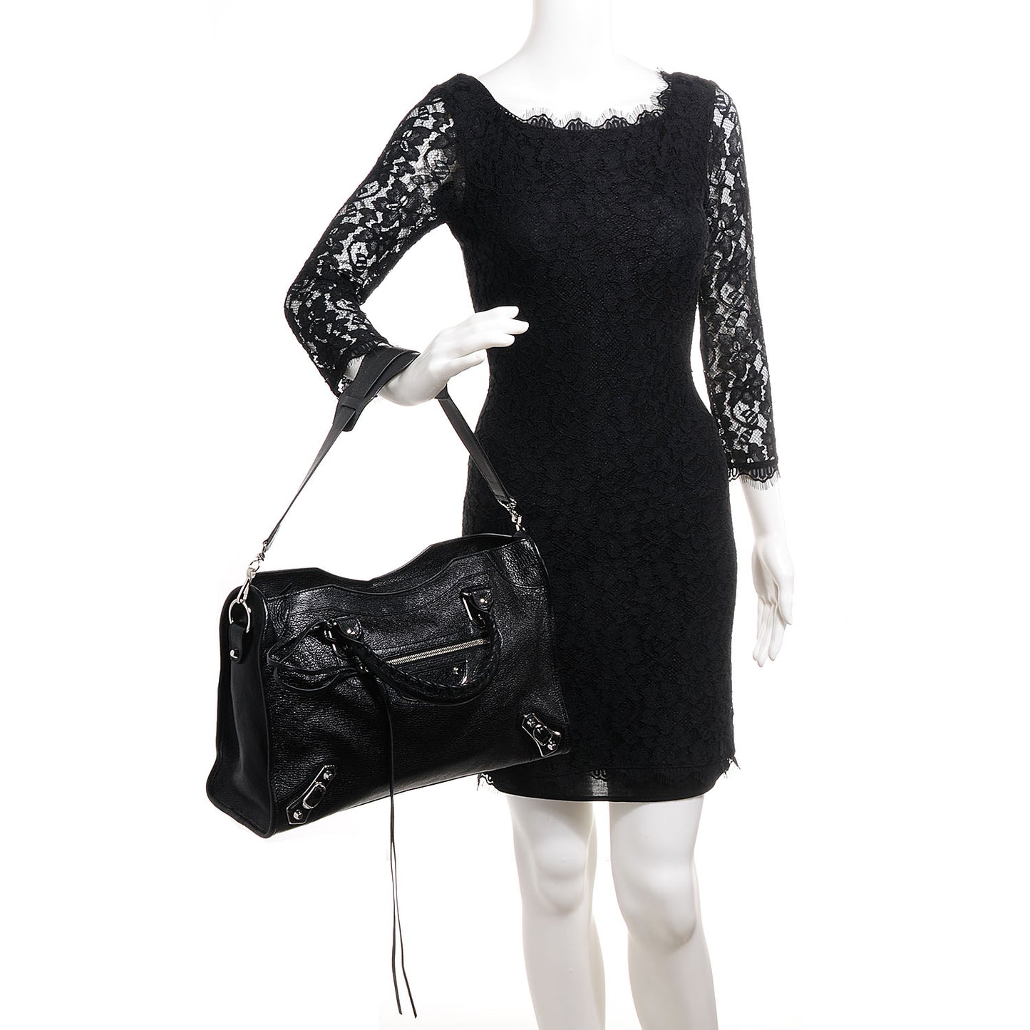 Chevre Silver Metallic Edge Hardware City Black