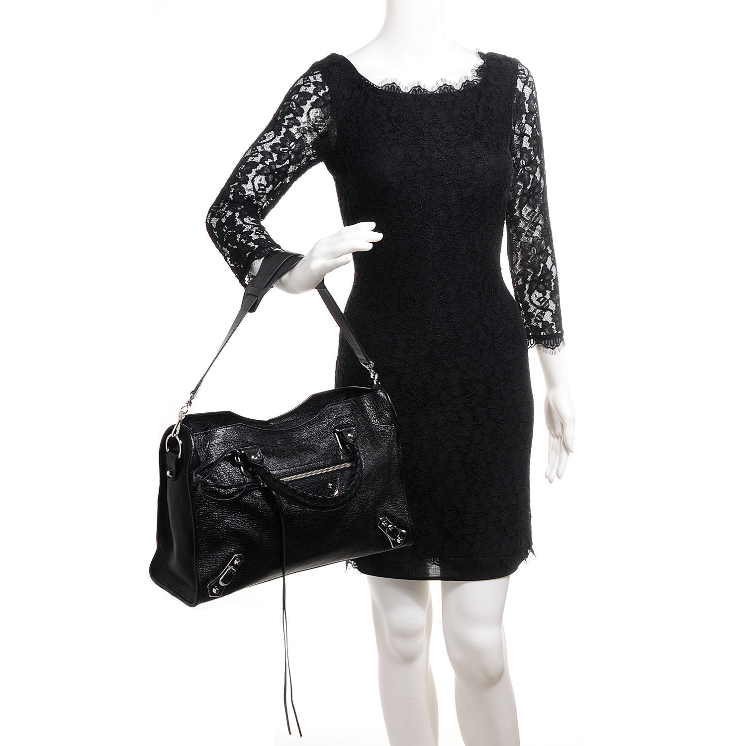Balenciaga Chevre Silver Metallic Edge Hardware City Black 2 of 13