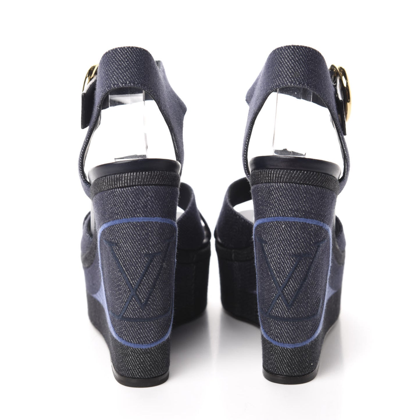 Canvas Blue Shore Wedge Sandal 36 Marine
