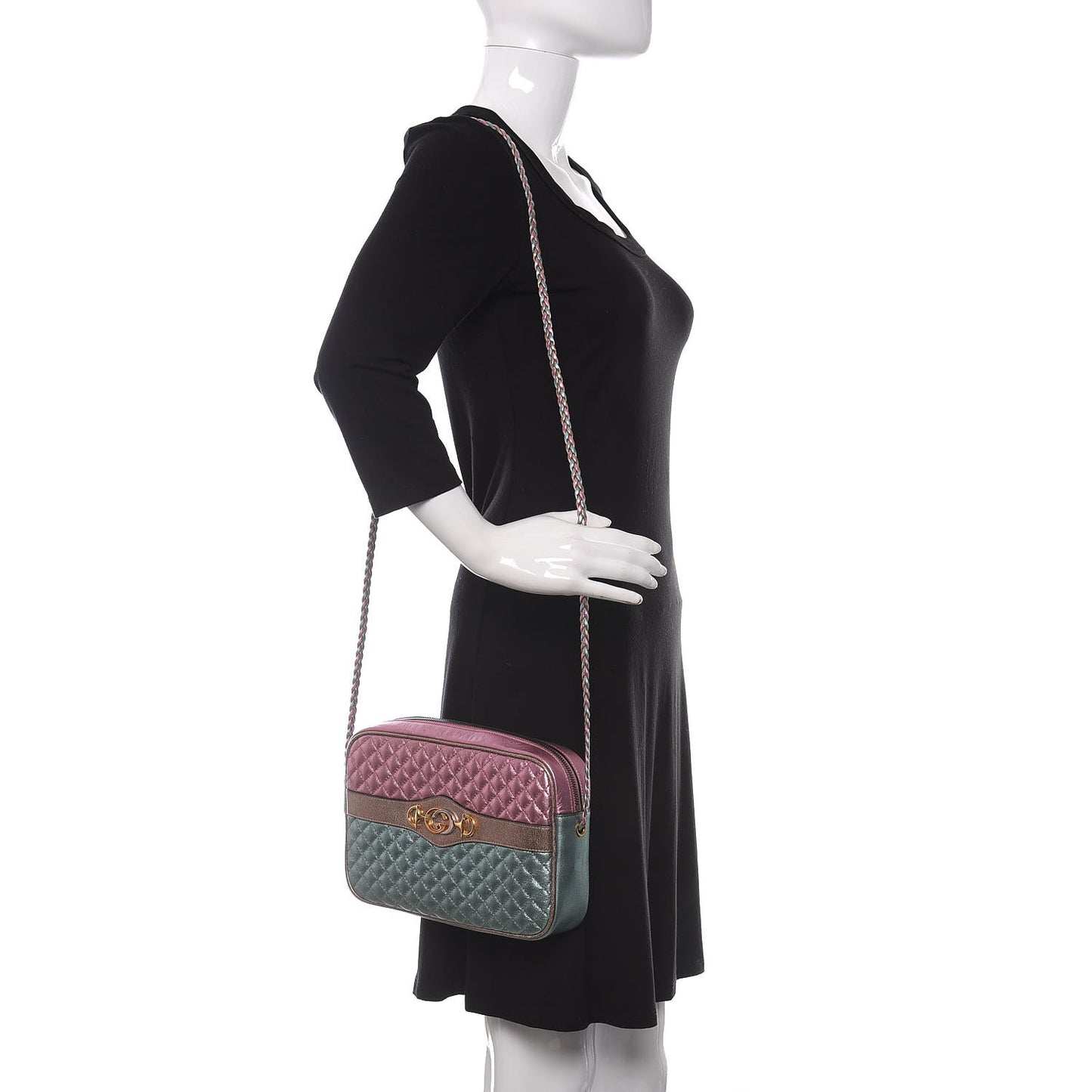 Laminated Nappa Trapuntata Small Zumi Shoulder Bag Rosa Lago Rame