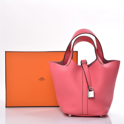 Hermes Taurillon Clemence Picotin Lock 18 PM Rose Azalee 8 of 8