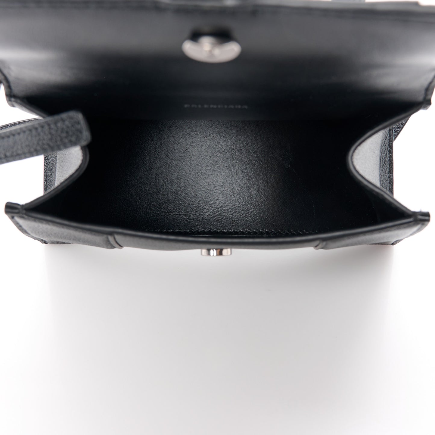 Grained Calfskin Hourglass Top Handle Bag XS Black