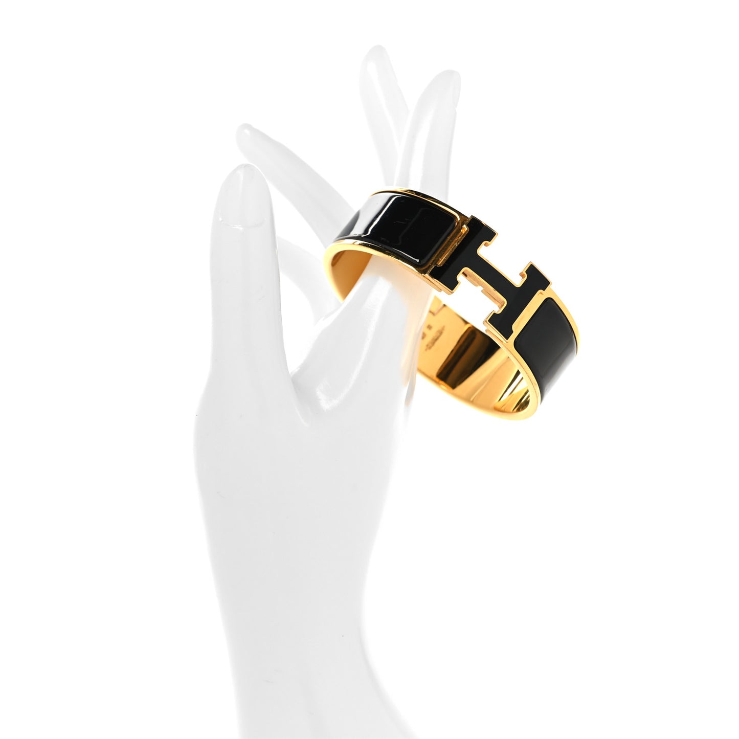Enamel Wide Clic Clac H Bracelet GM Black