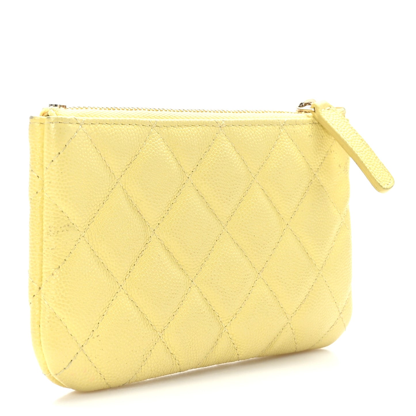 Caviar Quilted Small Pouch Light Yellow