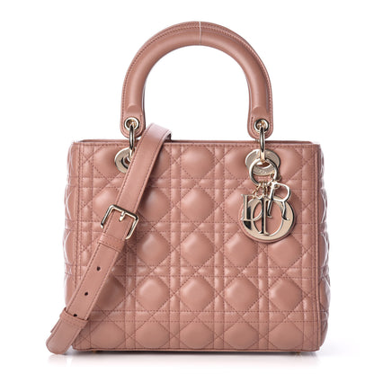 Christian Dior Lambskin Cannage Medium Lady Dior Beige 1 of 10